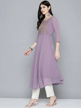 Embroidered flaired gorgette kurta